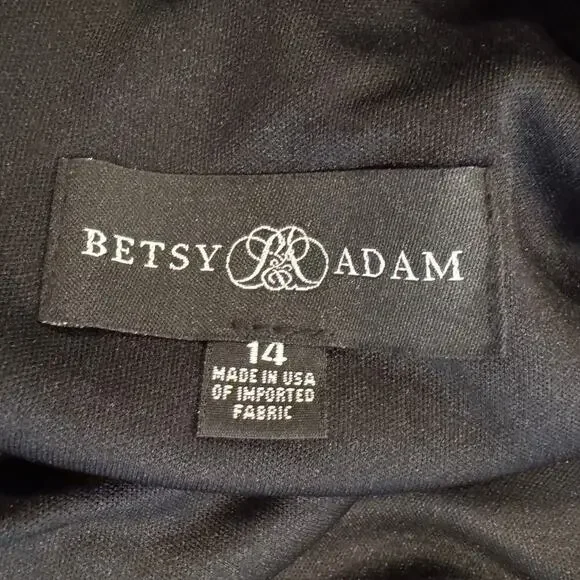 Betsy & Adam Christine Scuba Crepe Ruffle Bow Trumpet Gown Size 14 - Picture 6 of 8